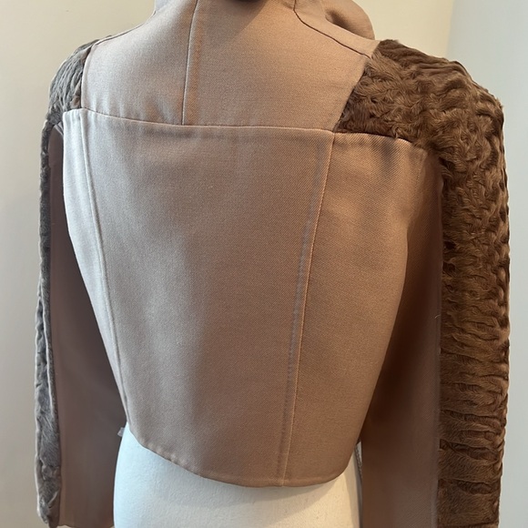 VALENTINO TechnoCOUTURE JACKET Beautiful Nude Color with Lamb fur insert Size 10 - Picture 8 of 15